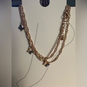 Forever 21 Gold Butterfly Anklet | Triple Strand with Delicate Charms